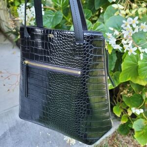 Vince Camuto Marge BlackTote Croc-Effect Front 2 shapes Bag